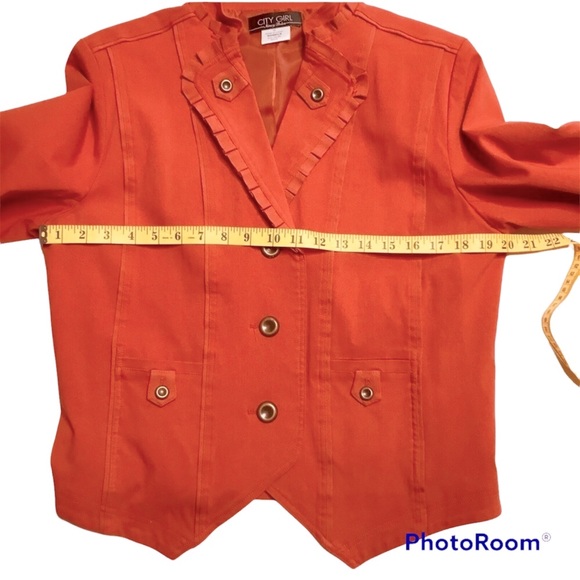 Nancy Bolen City Girl Ruffled Collar Structured Blazer Size M - Picture 11 of 11